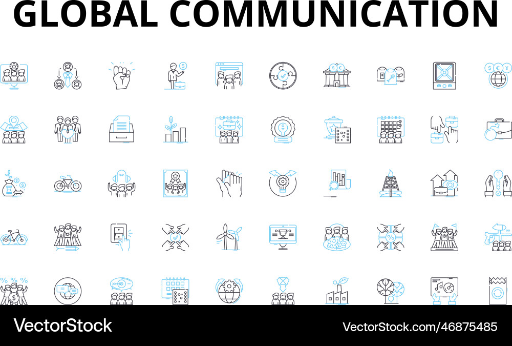 Global communication linear icons set Vector Image