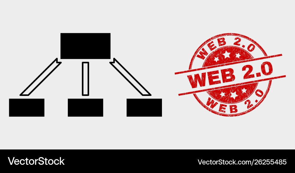 Hierarchy links icon and distress web 20 Hierarchy links icon and distress web 20 Vector Image