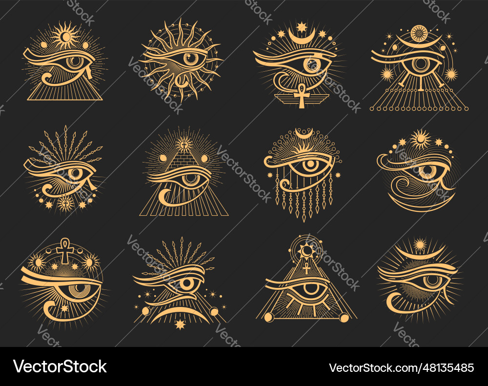 Horus eye egyptian occult and esoteric symbols vector image