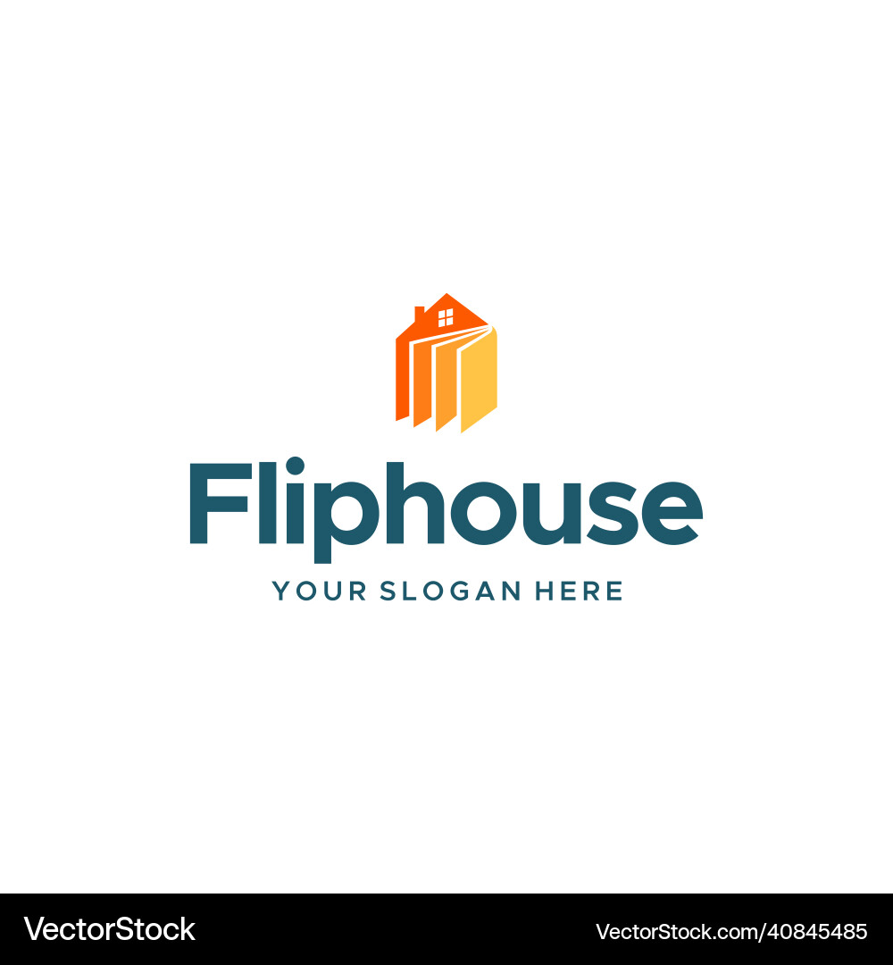 Modern colorful flip house home build logo design Modern colorful flip house home build logo design vector image