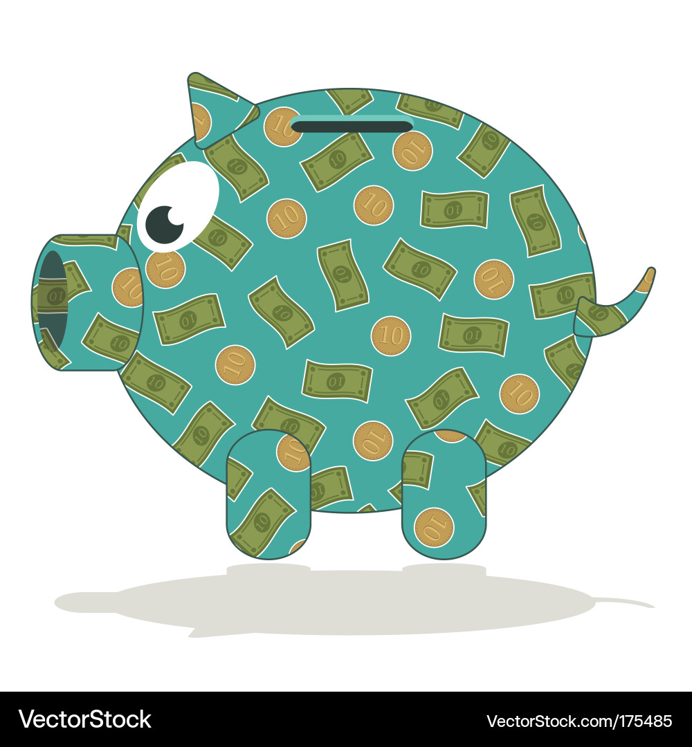 Piggy Bank with Money Pattern Vector Image