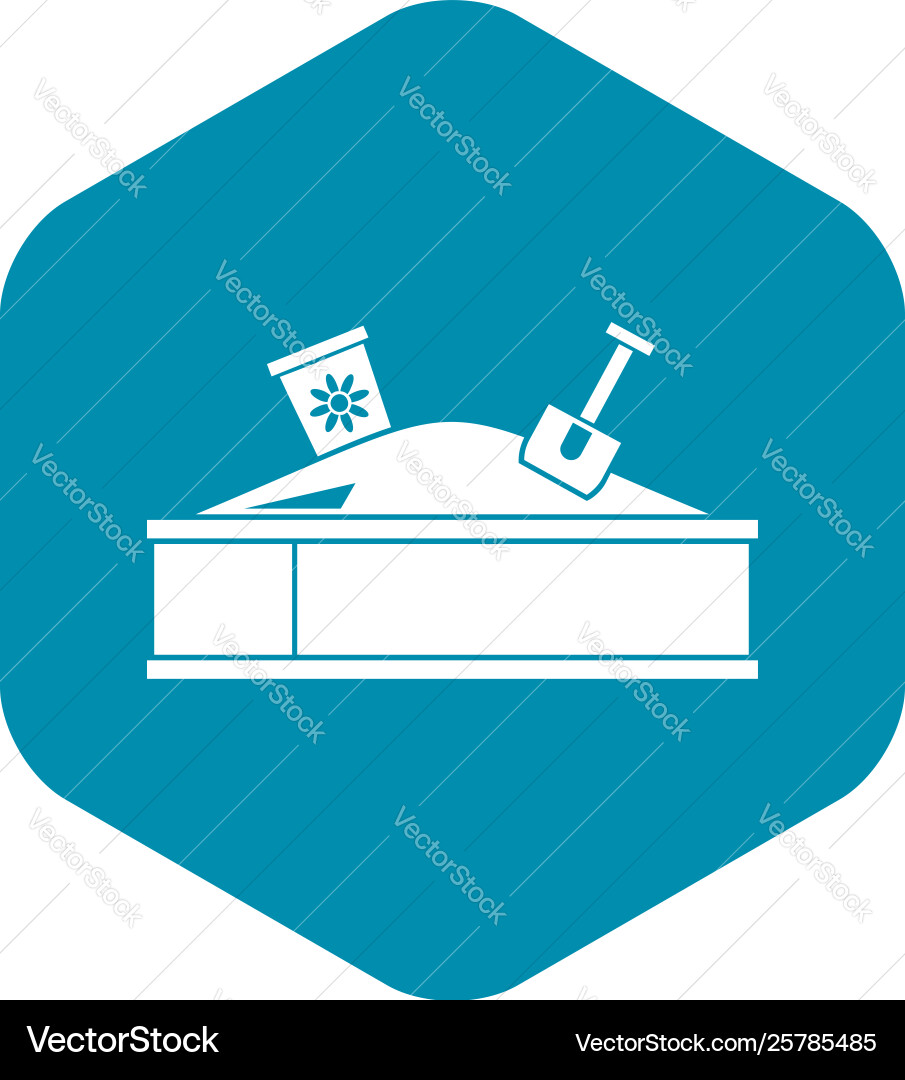 Sandbox with bucket and shovel icon simple style Sandbox with bucket and shovel icon simple style vector image
