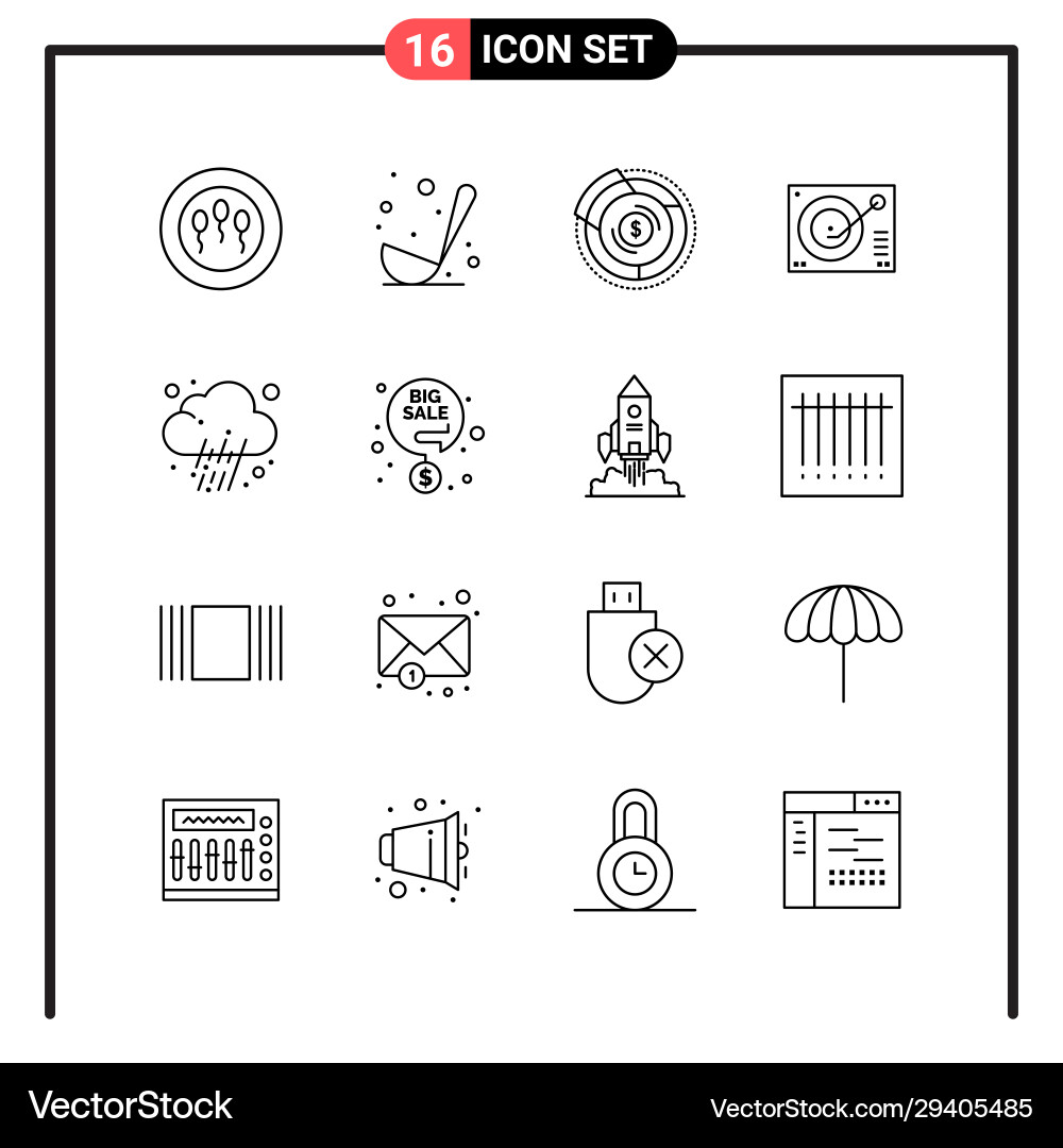 Set 16 line style icons for web and mobile Set 16 line style icons for web and mobile Vector Image