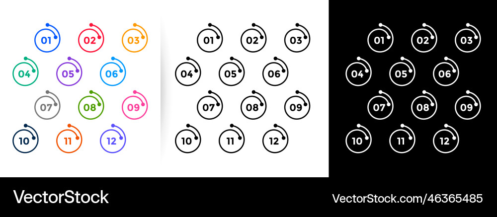 Spiral line style bullet points numbers from one Spiral line style bullet points numbers from one Vector Image