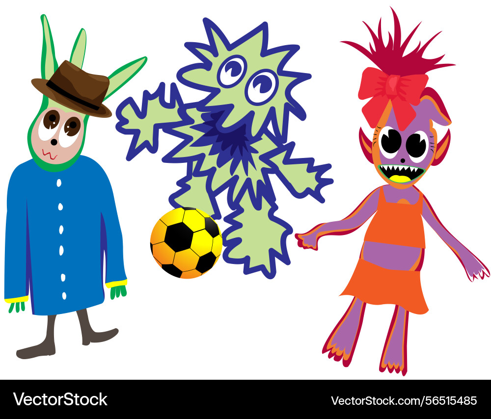 Three bizarre characters Three bizarre characters vector image