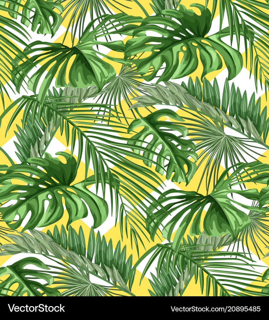Tropical leaves summer seamless pattern Tropical leaves summer seamless pattern vector image