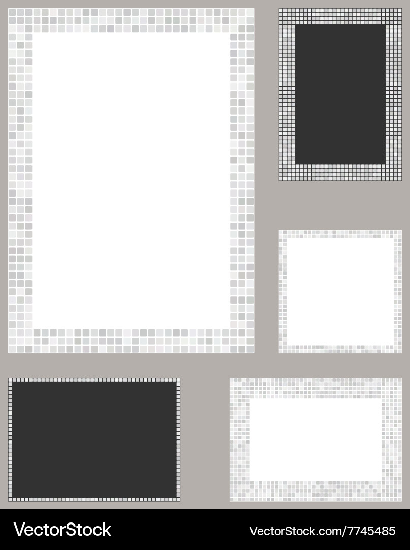 White pixel mosaic page layout border template set Vector Image