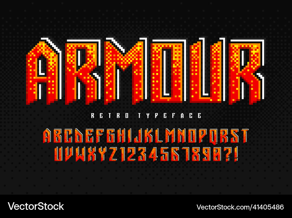 8-bit Pixel Font & Alphabet vector image