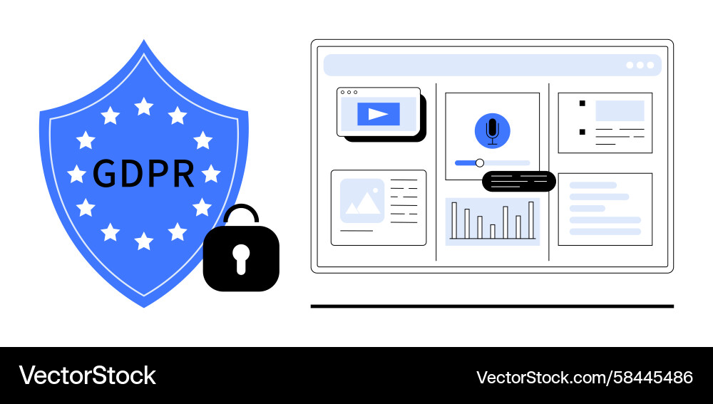 GDPR Data Privacy Shield Vector Image