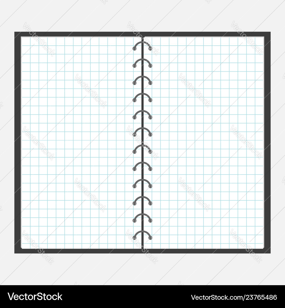 Open notebook with spiral and blank cell paper Open notebook with spiral and blank cell paper vector image