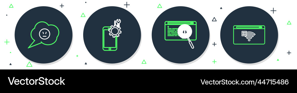 Set line mobile service system bug concept Vector Image