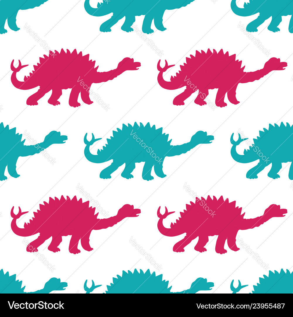 A seamless repeating pattern of dinosaur vector image