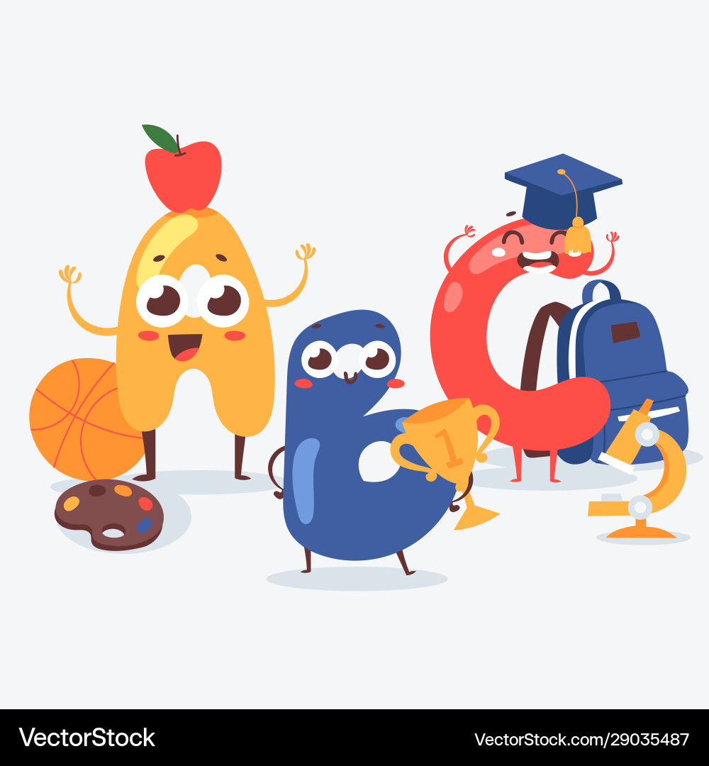Alphabet letters funny cartoon characters Alphabet letters funny cartoon characters vector image