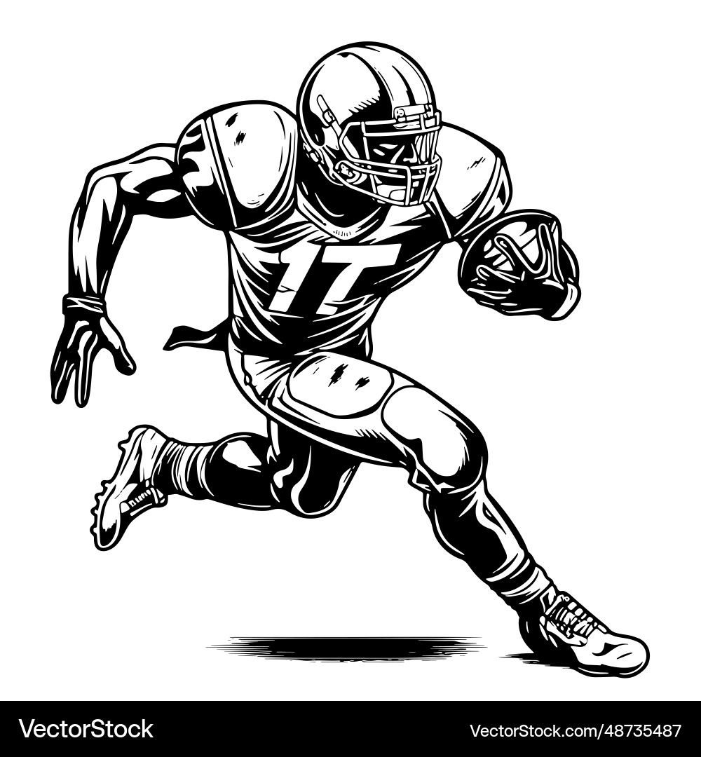 American football player sketch hand drawn Vector Image