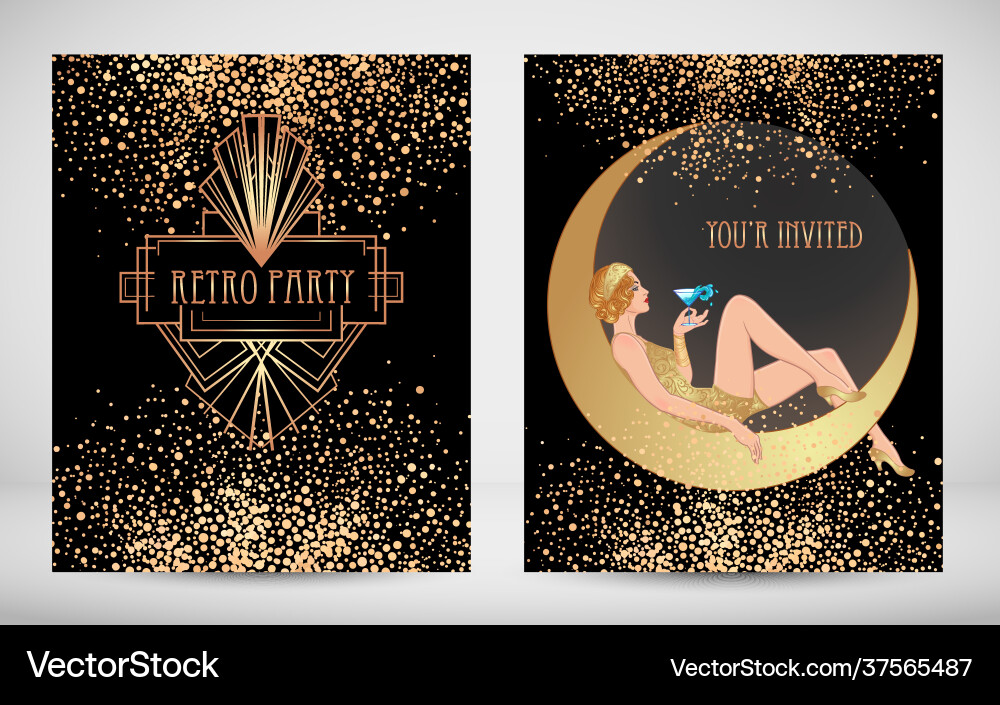 Art deco vintage flapper girl Art deco vintage flapper girl vector image
