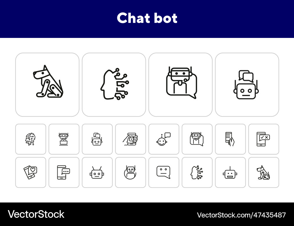 Chat bot line icon set Vector Image