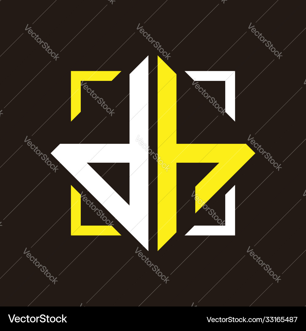 D h initials quadrangle monogram with square Vector Image