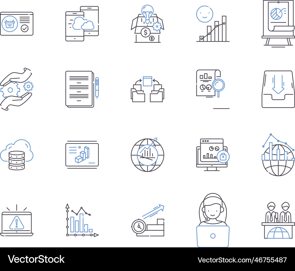 Data and computer outline icons collection Vector Image