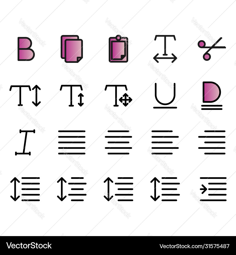 Editing text icon set include bold Vector Image