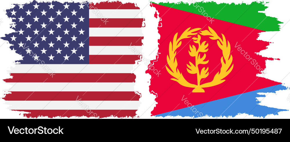 Eritrea and usa grunge flags connection Vector Image