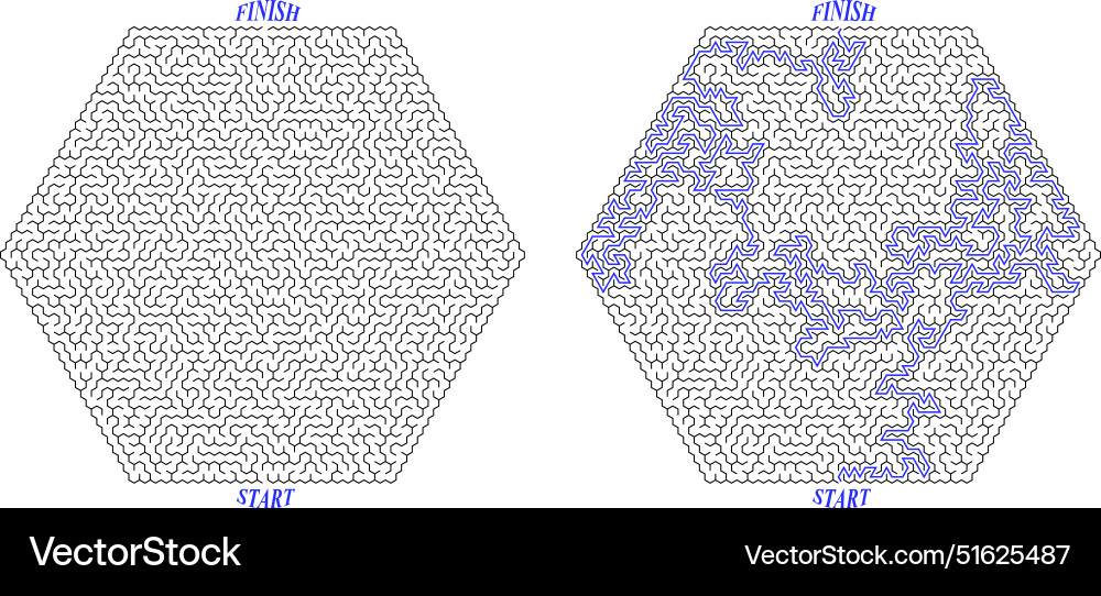 Huge hexagonal labyrinth of high complexity Huge hexagonal labyrinth of high complexity vector image