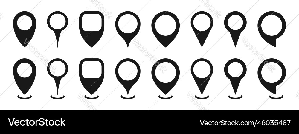 Map location pointers set Map location pointers set vector image