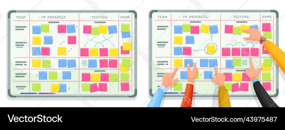 Scrum Task Board with Hands vector image
