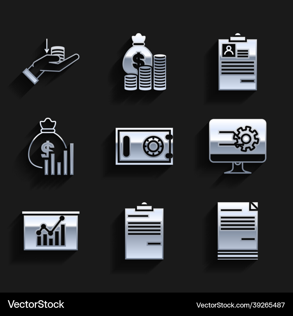 Set safe document computer monitor with graph Vector Image