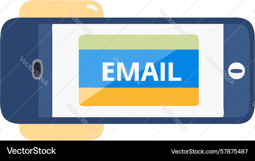 Smartphone displaying email inbox application Vector Image