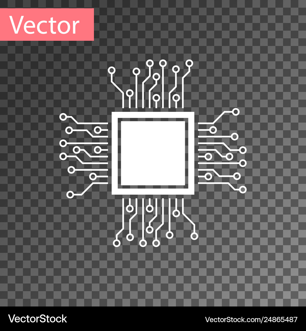 White processor icon isolated on transparent White processor icon isolated on transparent Vector Image