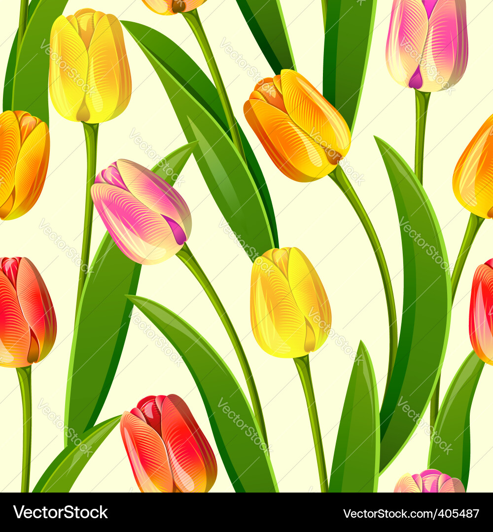 Yellow Tulip Pattern vector image