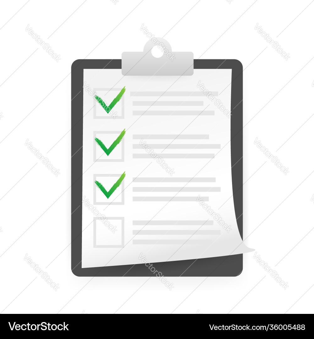 Check list in flat style stock vector image