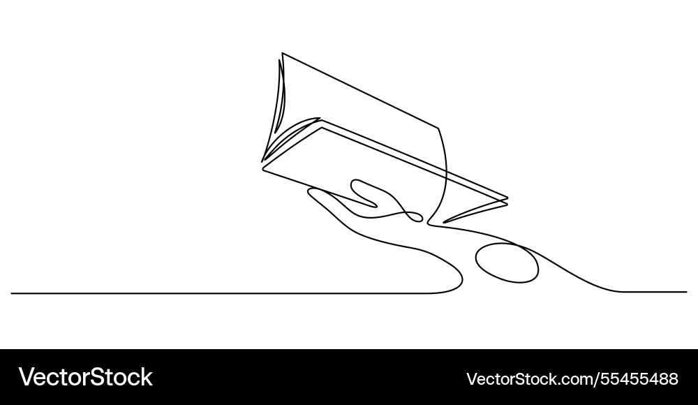Eine Linie Zeichnung von Hand Buch minimalistisch Eine Linie Zeichnung von Hand Buch minimalistisch vektorbild