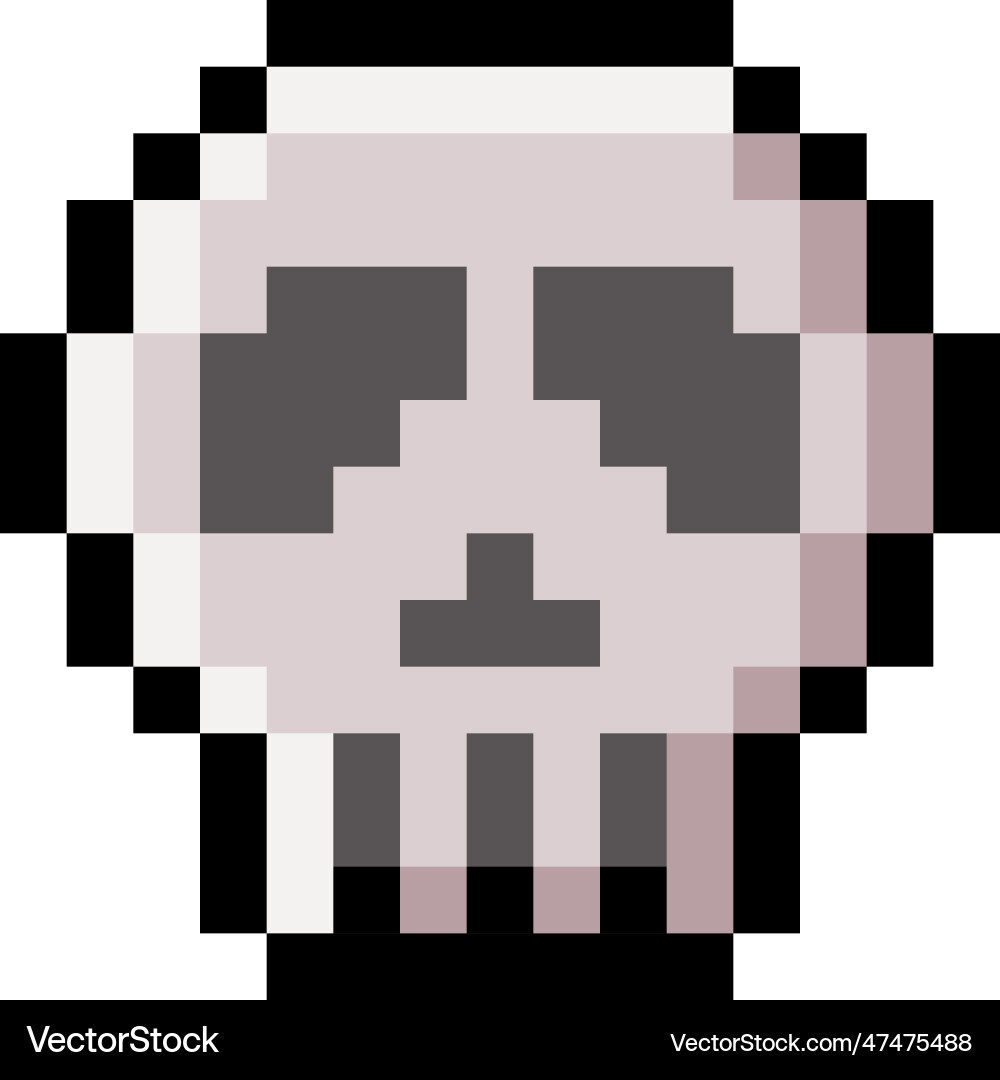 Pixel 8-bit skull object as video game style Vector Image