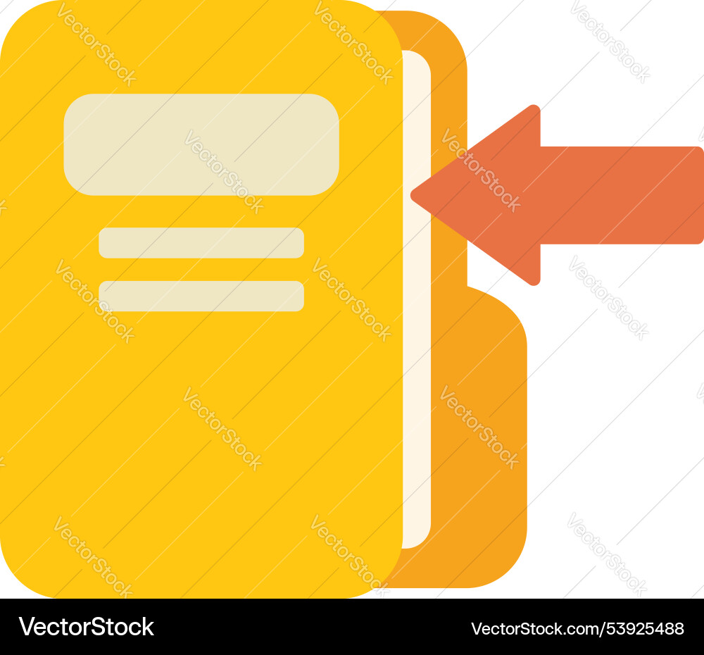 Red arrow pointing at open yellow folder Red arrow pointing at open yellow folder vector image