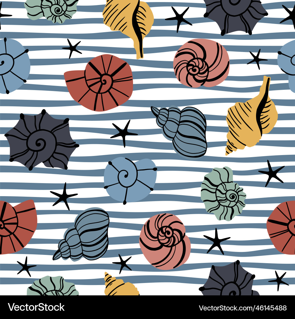 Seashell Seamless Pattern Vector Image