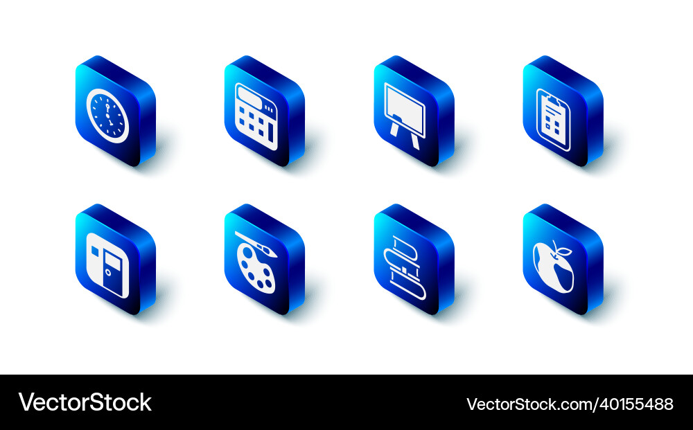 Set calculator chalkboard exam sheet with check Set calculator chalkboard exam sheet with check Vector Image