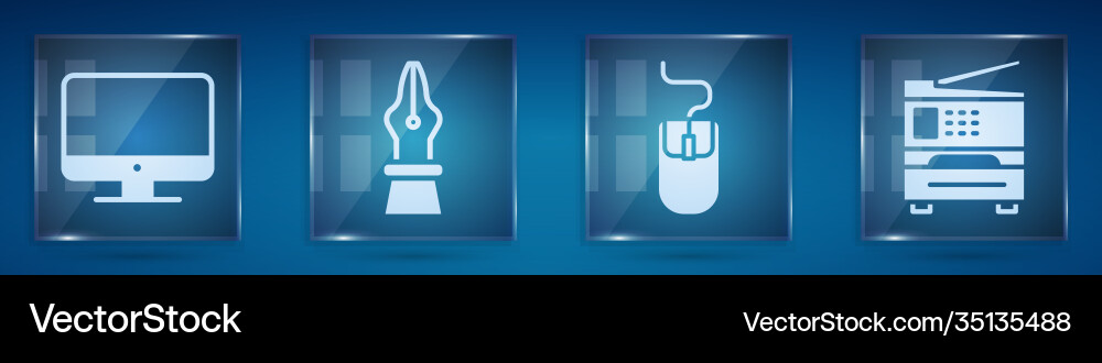 Set computer monitor screen fountain pen nib Set computer monitor screen fountain pen nib Vector Image