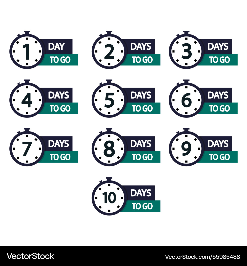 Set of countdowns days to go modern clock Vector Image