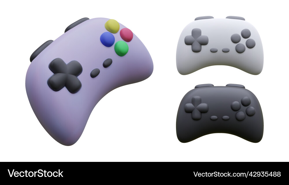Set of realistic joypads isolated on white Vector Image