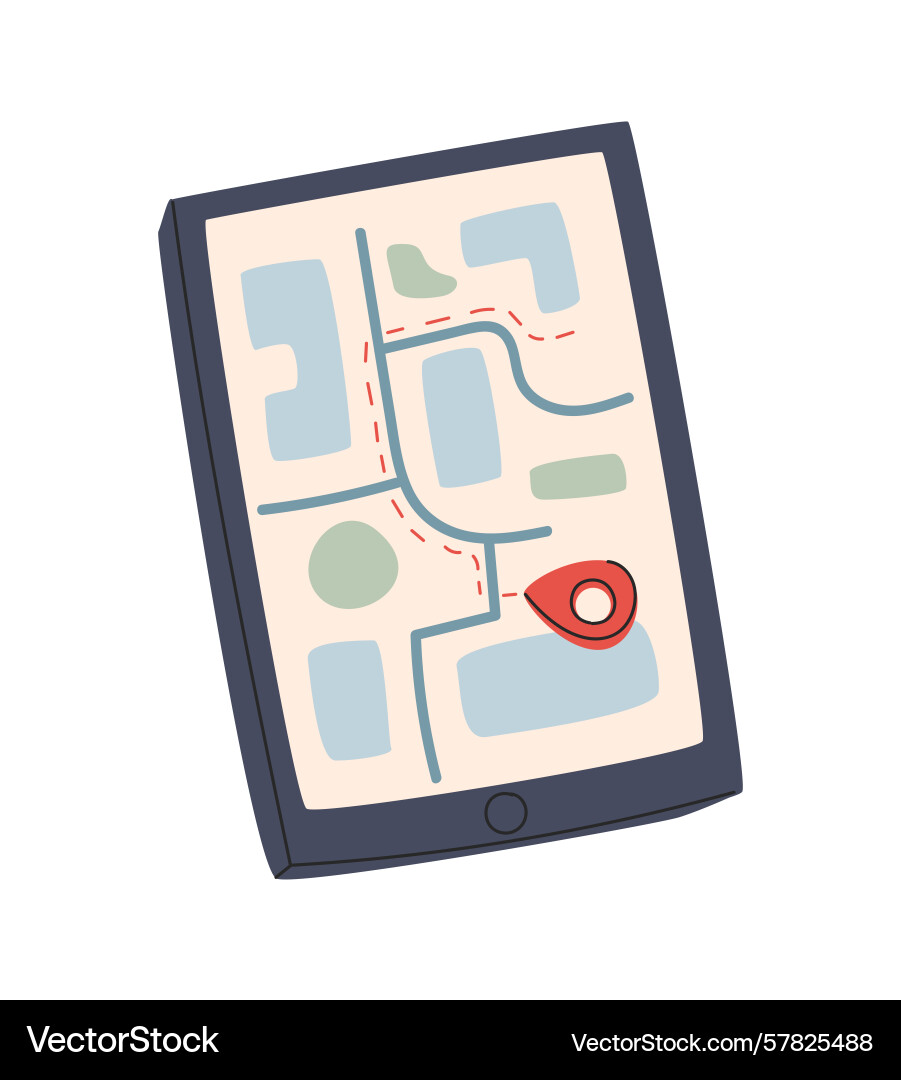 Tablet similar with gps map navigation route Tablet similar with gps map navigation route vector image