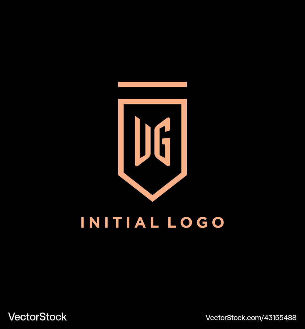 Ug monogram initial with shield logo design icon Ug monogram initial with shield logo design icon Vector Image