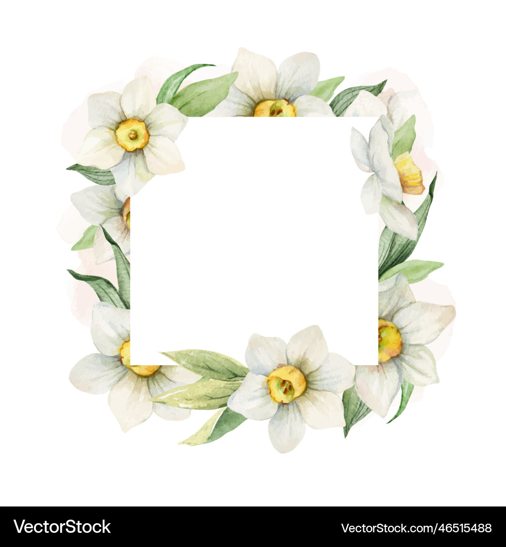 Watercolor flower frame with white flowers vector image