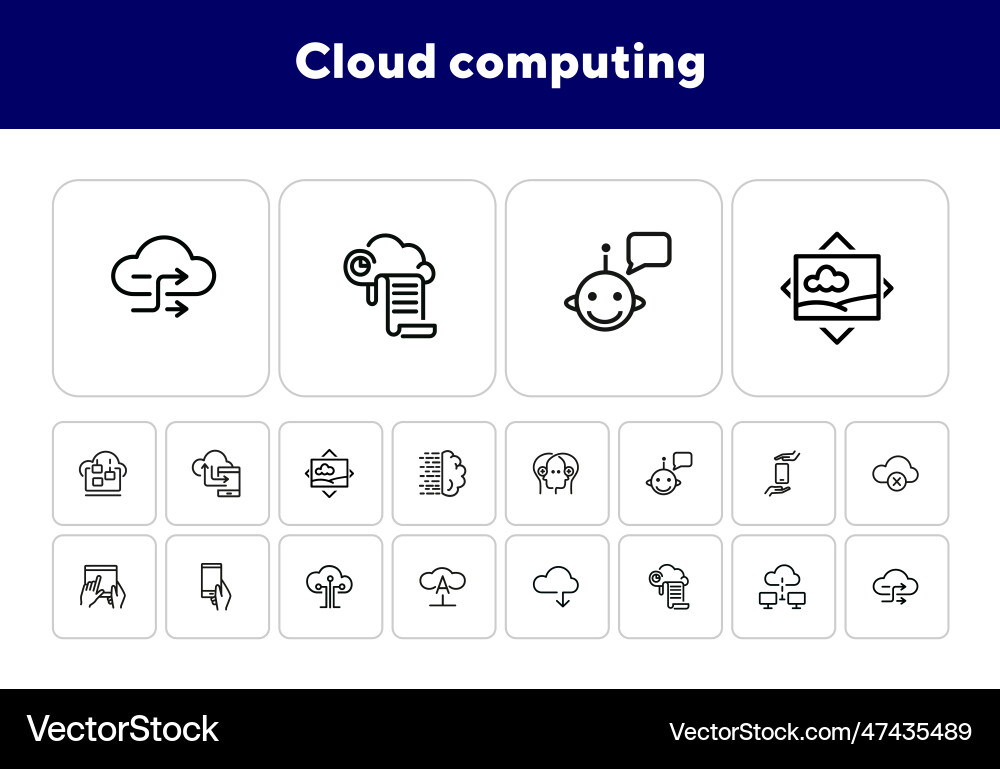 Cloud computing line icon set Vector Image