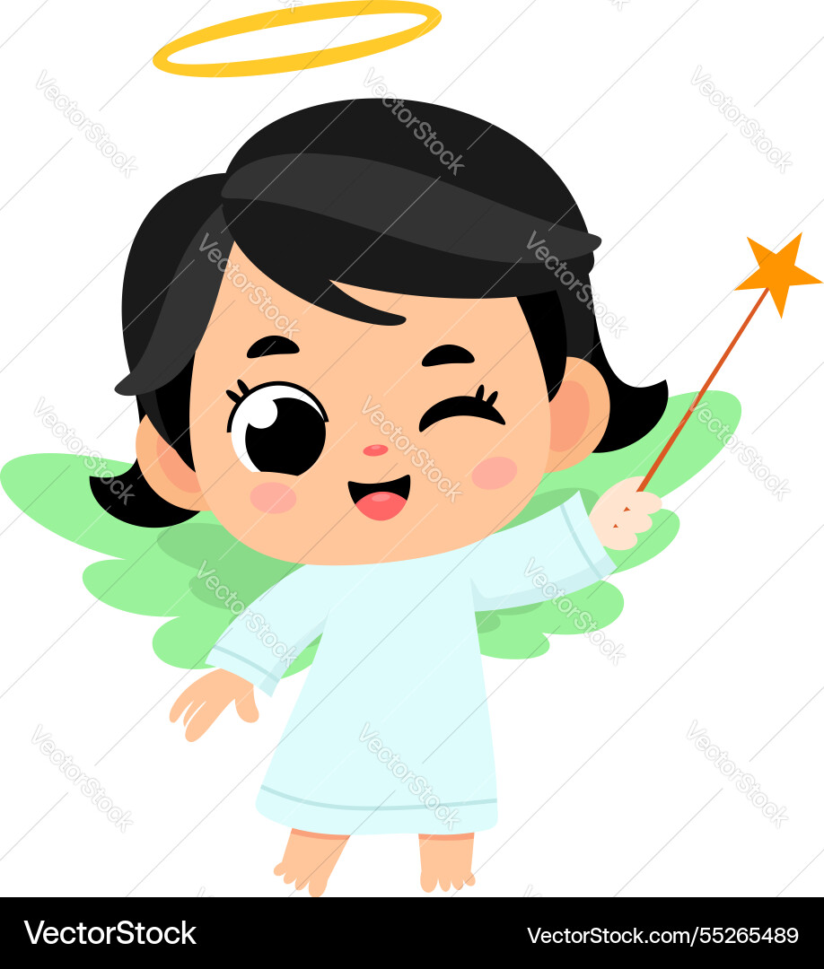Cute baby angel girl cartoon character Cute baby angel girl cartoon character vector image
