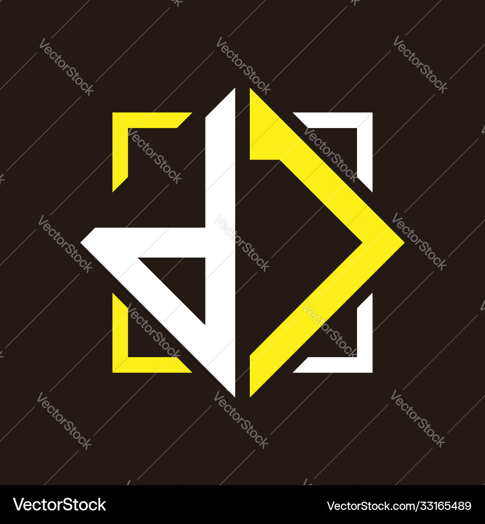 D j initials quadrangle monogram with square Vector Image