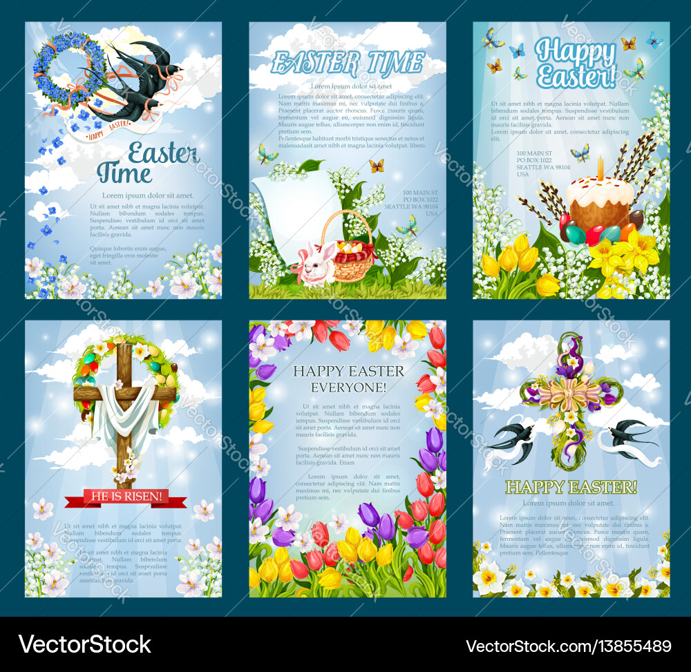 Easter egg hunt invitation flyer template set