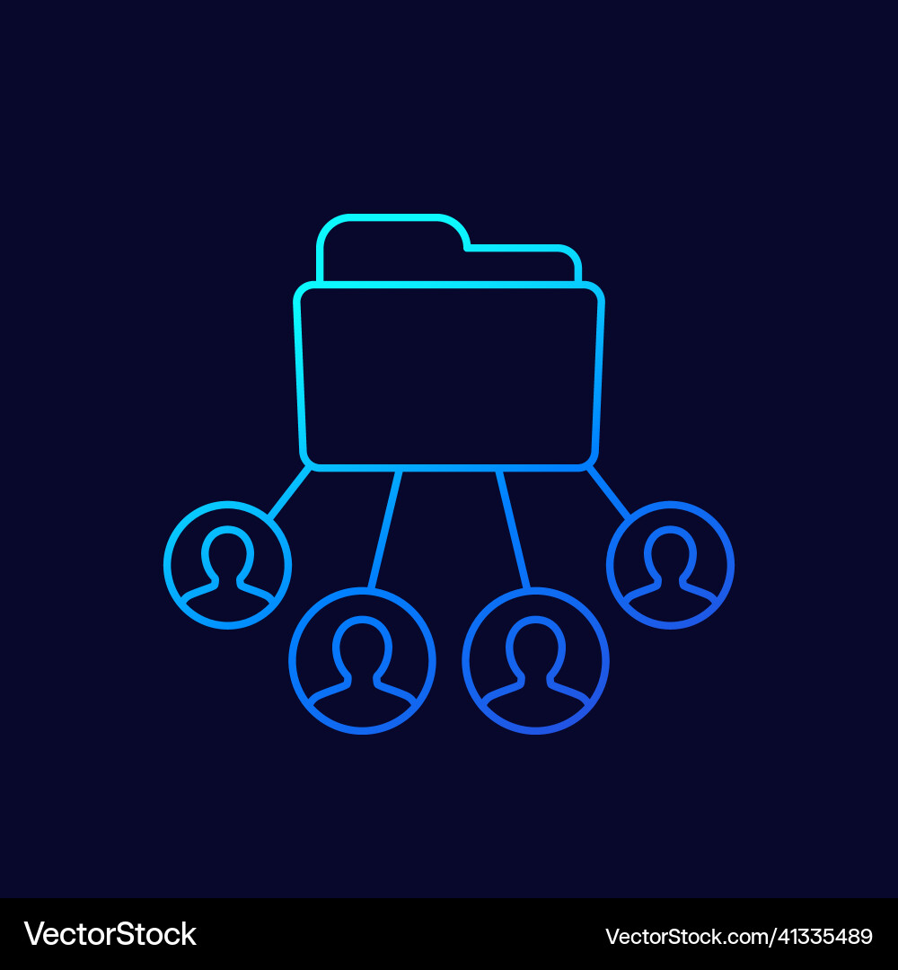 Folder and users line icon Vector Image