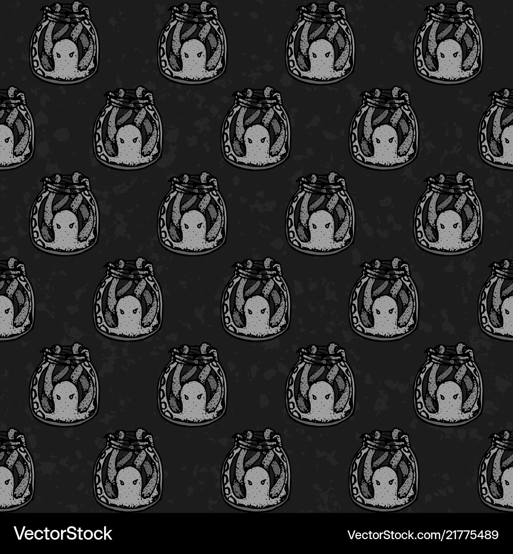 Hand drawn seamless pattern with gray octopuses Hand drawn seamless pattern with gray octopuses vector image