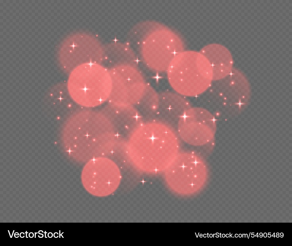 Red bokeh with stars and sparkles shiny overlay Vector Image